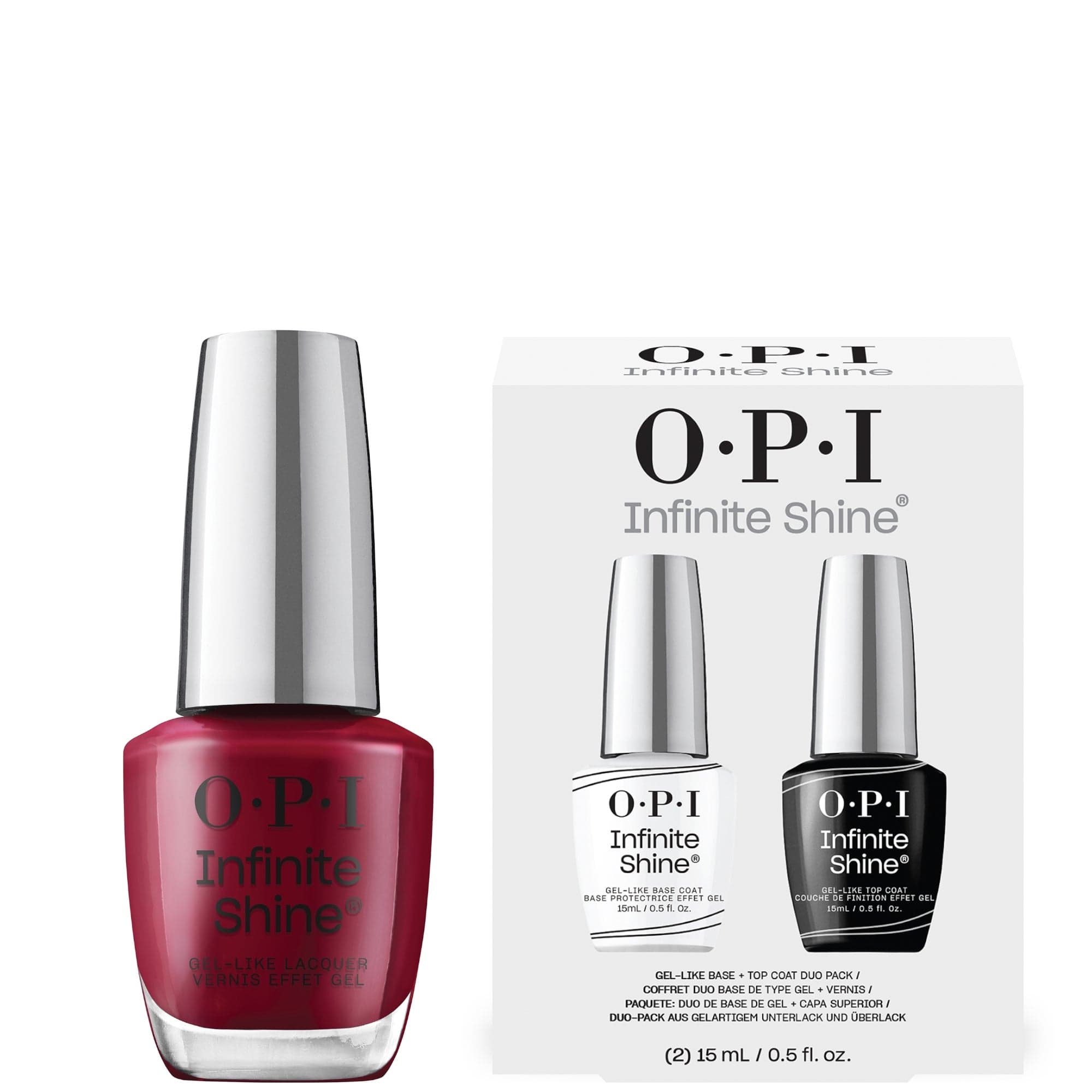 OPI Infinite Shine طقم طلاء Malaga Wine مع أساس وحماية